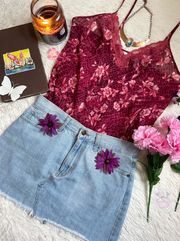 maroon lace floral cami