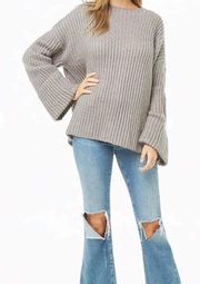 Grey Bell Sleeve Sweater 