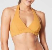 Mustard yellow ATHLETA Sculpted underwire Halter bikini top Size 36 D/DD