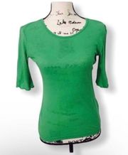 green basic 3/4 sleeve top