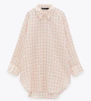 Zara Pink Gingham Oversized Shirt(Size XL)