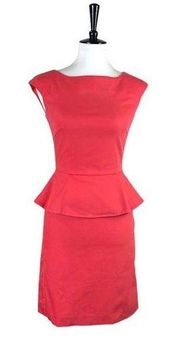 French Connection Women's Dress Peplum Sheath Pencil Salmon Pink Coral Size 2