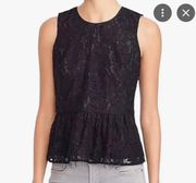 Sleeveless Top Lace Overlay Peplum Hem