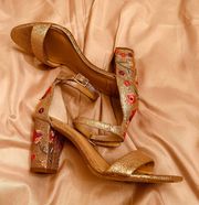 Gold Floral Heels