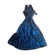 Simply Vera Vera Wang Sleeveless Ruffle Boho Maxi Dress black/blue metallic XS