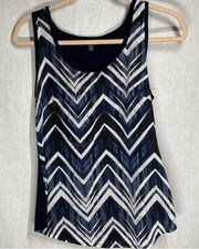 le chateau Blue and White Graphic Shell Top in XS