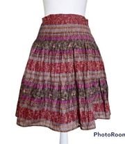 Kate Hill 100% Cotton Pleated A-Line Skirt Multicolor Size 2P