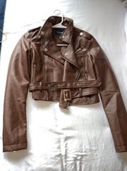 Fashion Nova : Women's Brown and Gold Leather jacket