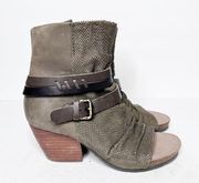 OTBT Sojourn OpenToe Ankle Boots In Olive Green Size 8.5 Women’s