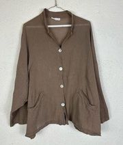 Bryn walker brown gauze cotton oversized button up boxy shirt