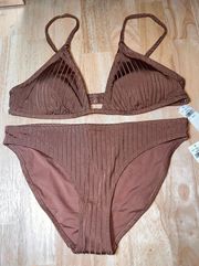 Medium  Women’s 2 Piece Bikini Swimsuit In Brown BNWTS