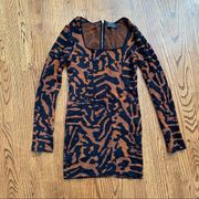 Torn by Ronny Kobo sz M animal print dress brown mini