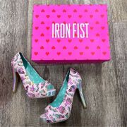 Iron Fist Deaths Diner Pink Peep Toe Heels Sz 5