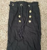 Betsey Johnson Black Pencil Skirt Rope Belt Size 0