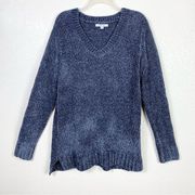 Orvis Blue Chenille Knit V Neck Sweater