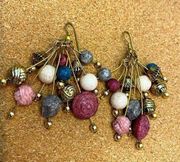 Retro 1980s lightweight boho beads dangle earrings