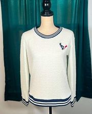 Women's Cream, Navy Houston Texans Granite Knit Pullover Sweatshirt S