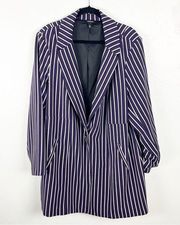 TORRID Purple Pin Striped Studio Crepe Boyfriend Blazer, Size 4X