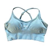 Women's Bo+Tee Powder Blue Sports Bra Cross Back Athleisure Size XS EUC #6849