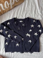 Star Print Crop Sweater