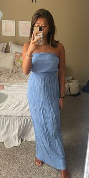 Blue Strapless Maxi Dress