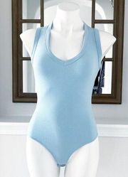 Anthropologie’s Drew Thong Bodysuit Ribbed V-Neck Top Size L NWT $136.00