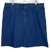 Woolrich Skirt Womens 18 Blue Denim Dark Wash Jean Skirt Heritage Classic Casual