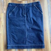 Lafayette 148 New York Womens Designer Mini Blue Denim Casual Jean Skirt Size 8