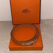 Hermès Hapi 3 bracelet 29" tan leather W/Box​