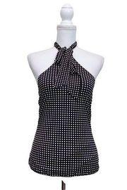 Small MODA INTERNATIONAL Polka Dot Halter Top Blouse