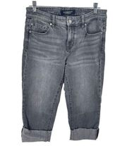 Liverpool Womens Crop Straight Jeans Pocket Mid Rise Denim Pocket Gray Size 6/28