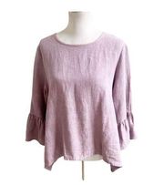 Bryn Walker Bell Sleeve Dusty Rose Blouse Top Hi Low Lagenlook Minimalist Med