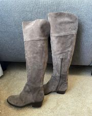 Brown Suede Knee High Boots LNC with Silver Studs
