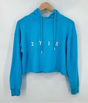 Zyia Active blue pullover spellout logo hooded sweatshirt lounge