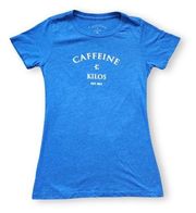 Blue Caffeine & Kilos Tee, Women's Small