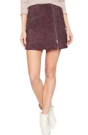 Blank NYC 100% Leather Suede Zipper Mini Skirt