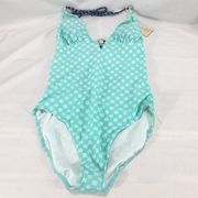 Cabana Del Sol Swimsuit, 1 Piece, Blue, White
