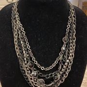 Simply Vera Vera Wang Black And Silver Multi Strand Statement Beaded Necklace