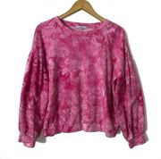 FATE Pink Tie Dye Balloon Sleeve Pullover Sweater Large