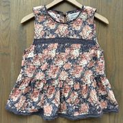 Current/Elliot The Peplum Lace Tank Mini Phoenix Floral Grey, Pink, Cream 0/XS