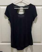 Zella Black Cut Out Short Sleeve Athletic Top