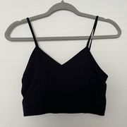 ribbed black vneck crop top