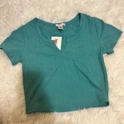 Teal Cropped Tee