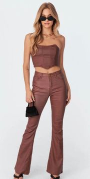 Faux Leather Flare Leg Pants