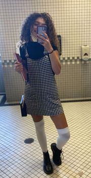 Black And White Checkered Overall Dress