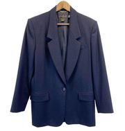 Vintage Classiques Entier Womens M Navy Blue Blazer 100% Pure Wool Academia