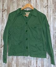 Women's Petite 100% Cotton L.L. Bean Green Button Up Jacket Coat Outdoor Size XL