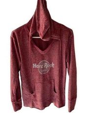 London Hard Rock Cafe Long Sleeve Red Lightweight Hoodie Women’s Size Small