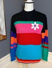 Sag Harbor Rainbow Striped Mock Turtleneck Sweater