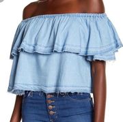 NWOT  Chambray Off The Shoulder Shirt Small